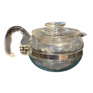Vintage Pyrex Coffee MCM Flameware Stovetop Clear Glass Teapot